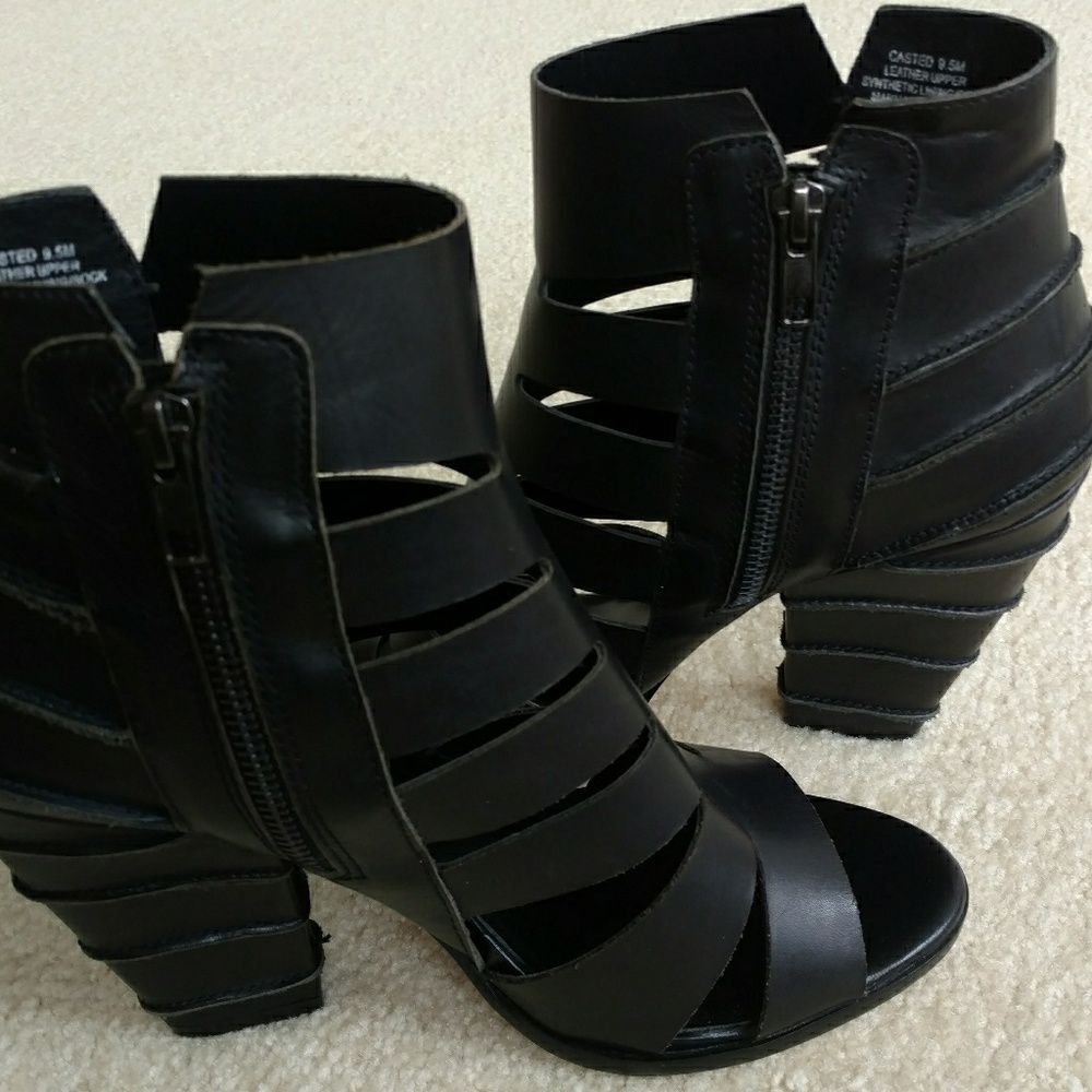 Steven Madden black leather sandal booties